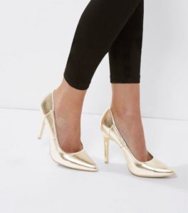 Scarpe New Look Gold Metallic Pointed Court